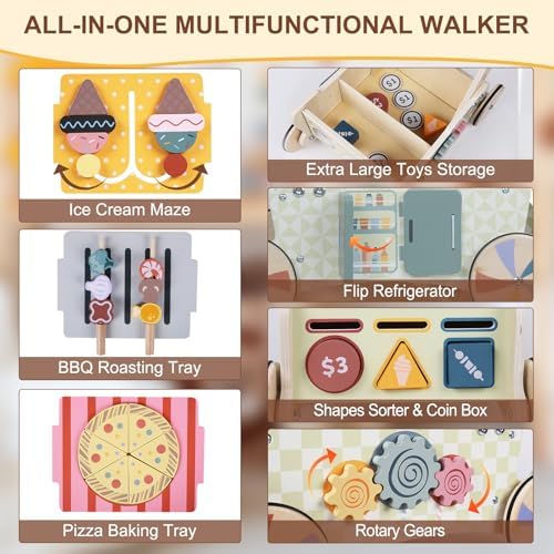 3 in 1 Wooden Baby Walker, Montessori Push Walker for Babies 10-12 Months - Image 3