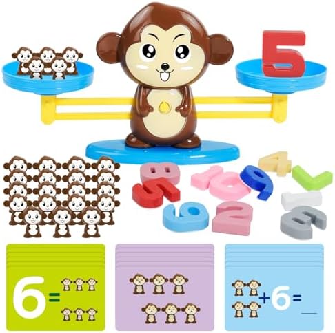 BAKAM Penguin Math Balance Scale, Toddler Counting Toys for 3 4 5 6 Year Old, Montessori Addition & Subtraction Weight Game, STEM Preschool Learning Activities, Educational Gift for Boys Girls by BAKAMToys