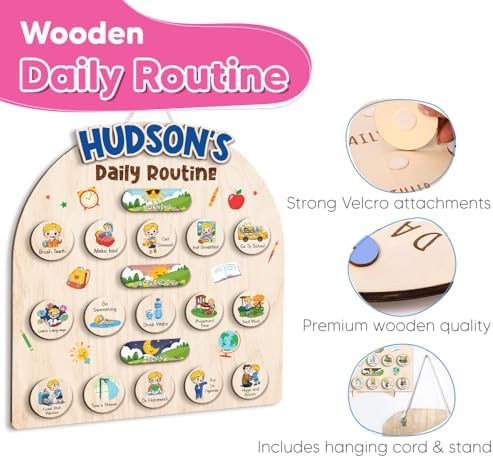 Wooden Chore Chart for Boys, Daily Routine Chart for Kids, Visual Schedule, Chore Reward Chart, Bedtime Morning Routine Chart for Toddlers (05) - Image 6