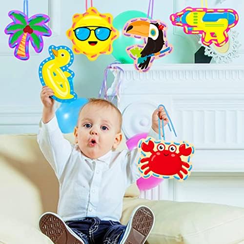 Omlisca Summer Lacing Cards Sewing Kits for Kids 12 Pack Beach Theme Pool Party Decoration Double Sided Cardboard Lacing Playing Games for Boys Girls Preschool Home De - Image 2