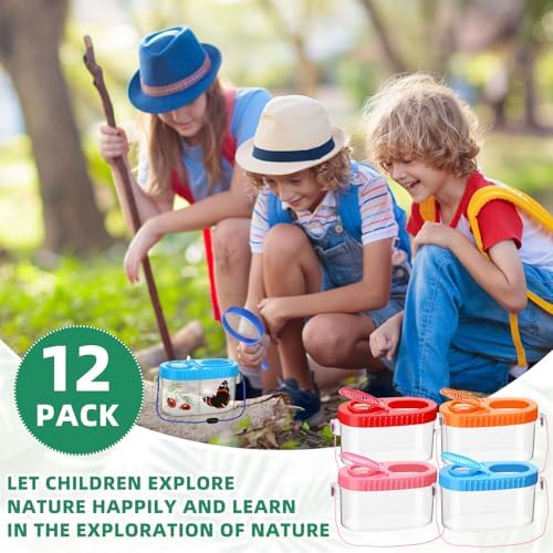 Halloscume 12 Pcs Insect Bug Viewer for Kids Explorer Outdoor Set Bug Catcher Containers for Insects Magnifying Insect Box Observation Kit for Science Nature Exploration Collecting - Image 6