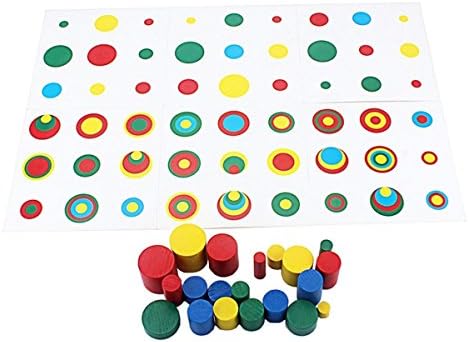Montessori Colored Cylinders With Control Cards Kids Wooden Knobless Blocks Shape & Color Recognition Material Toys (Colored Cylinders With Control Cards) - Image 7
