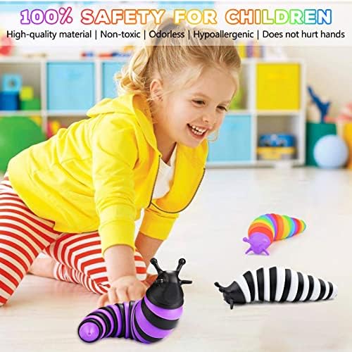 Cevioce Fidget Slug Toy 3Pcs Autism Sensory Toys for Autistic Children Airplane Car Travel Essential Toys Gifts for Kids Toddlers Girls Boys Slug Fidget Toys for Kid Adult Easter Basket Stuffers - Image 6