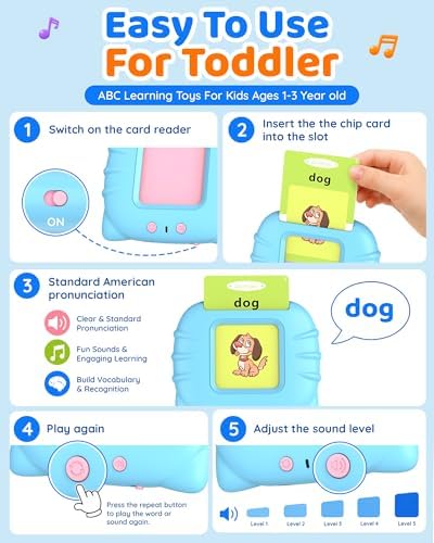 Aullsaty Talking Flash Cards for Toddlers 1-5 Years Old, Upgraded 536 Sight Words with 6 Songs Montessori Autism Sensory Toys, Educational Learning Speech Therapy Birthday Gifts for Boys Girls (Blue) - Image 4