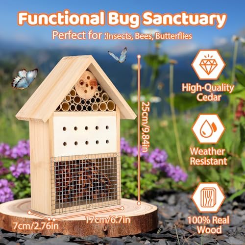 Leinuosen 4 Set Bug Hotel Kit, DIY Cedar Insect House for Bee Ladybug - Image 5