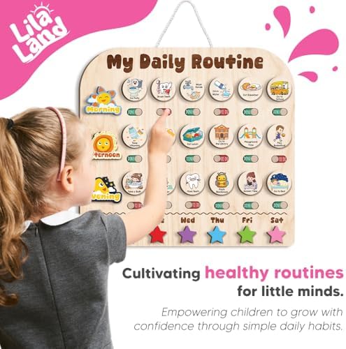 Wooden Daily Routine with Stars, Chore Chart for Kids, Visual Schedule for Kids, Morning Evening Routine Chart, Preschool Routine Chart, Routine Chart for Kids - Image 5