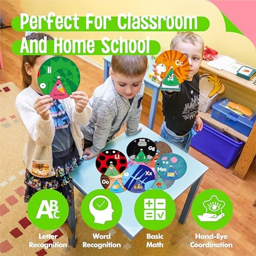 Alphabet Learning Toy, ABC Letters, Numbers, Animals Sight Words, Spinning Game 36 PCS Montessori Educational Round Cards for Toddlers, Kids 3-5 - Image 6