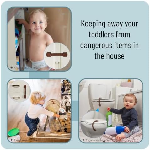 Bates- Child Safety Strap Locks, 6 Pack, Brown, Baby Cabinet Locks - Image 6