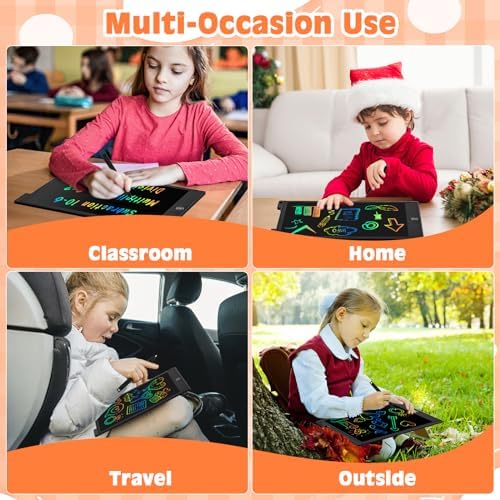 cimetech LCD Writing Tablet, Toys Gifts for 3-8 Year Old Girls Boys, 12 Inch Colorful Drawing Pad for Kids Doodle Board, Christmas Stocking Stuffers Birthday Gifts for Toddler Travel Activities, Black - Image 6