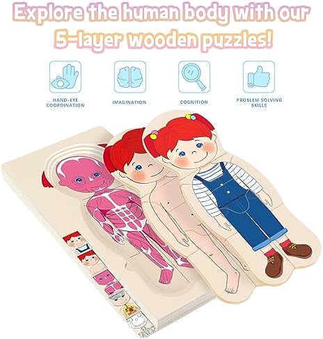 Wooden My Body Puzzle for Kids, Girls - Image 3