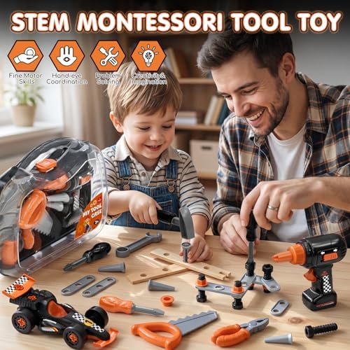 Lehoo Castle Toddler Tool Set with Toy Drill & Take Apart Car for Kids 3+ - Image 5