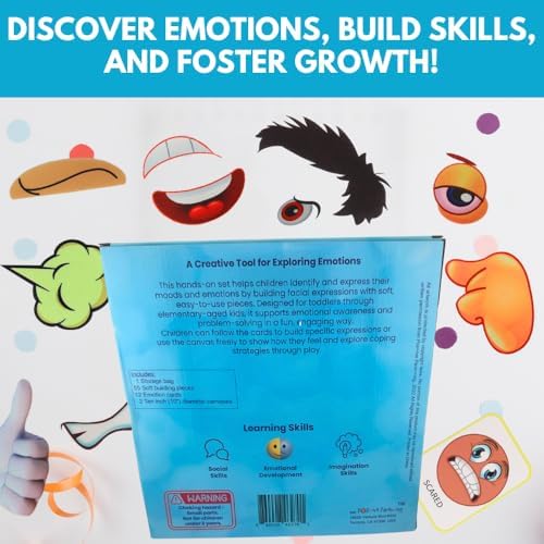 Thought-Spot Emotions Canvas Activity Set | Social Learning Game for Kids | Make Faces to Understand Feelings | 2 Canvases, 12 Double-Sided Emotion Cards with Coping Strategies, 55 Facial Pieces - Image 4