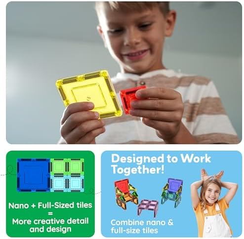 PicassoTiles 65 Piece Magnetic Tiles, STEM Travel Building Set for Kids 3+ - Image 5