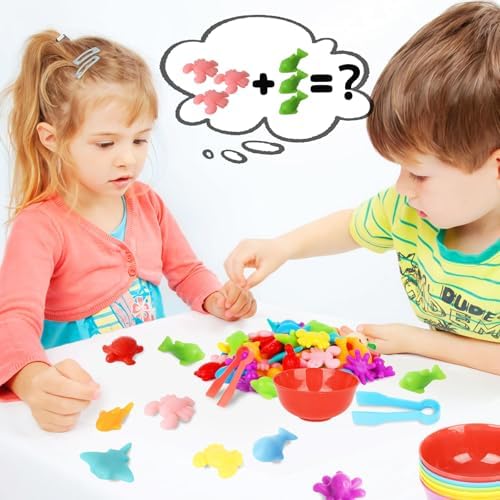 AMOR PRESENT 56 Couting Animals, 6 Sorting Bowls, 2 Tweezers, Storage Tube - Image 4