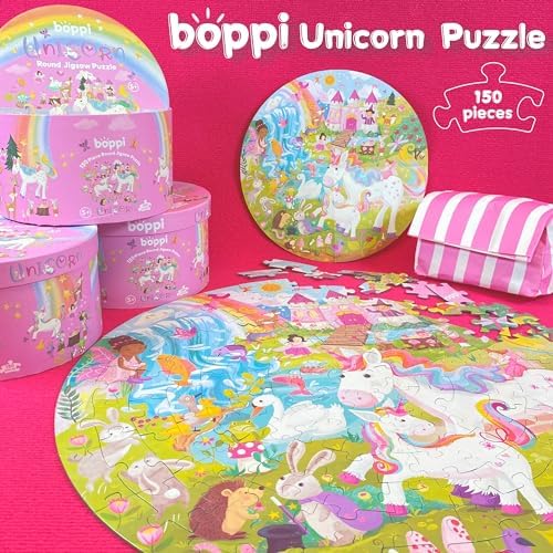 boppi Round 150 Piece Jigsaw for Kids Aged 5-8 | Educational Unicorn Puzzle with Magical Creatures & Fantasy Scenes | Eco-Friendly Recycled Cardboard - Image 6