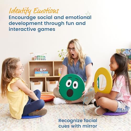 ECR4Kids SoftZone Emotion Pads with Mirror, Trilingual, Expression Cushions, Assorted, 8-Piece - Image 3