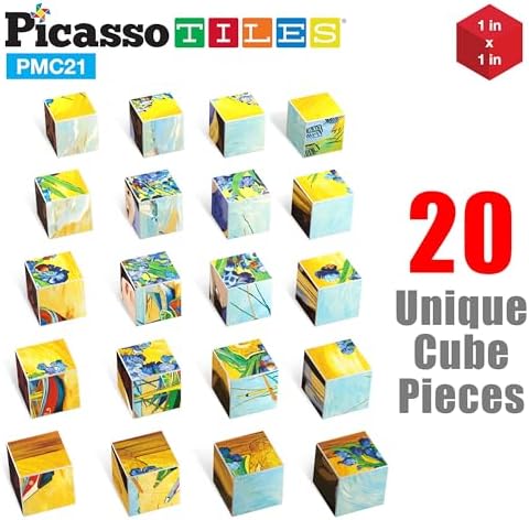 PicassoTiles 1” Magnetic Puzzle Building Cubes Blocks of Popular World Famous Art Paintings with Free Frame, Educational STEAM Toys for 3+ Year Old Boys Girls Toddlers Or Preschool Age Children PMC21 - Image 3