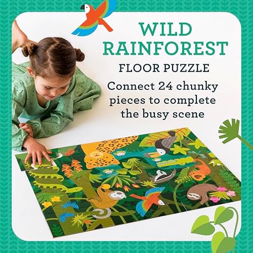 Petit Collage Floor Puzzle, Wild Rainforest, 24-Pieces – Large Puzzle for Kids, Completed Rainforest Puzzle Measures 18” x 24” – Makes a Great Gift Idea for Ages 3+ - Image 2