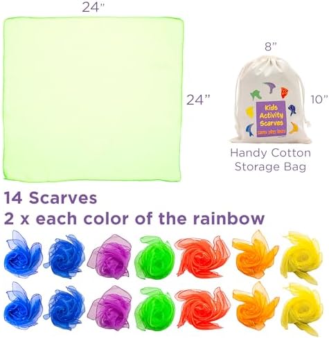 14 Pack Scarves for Kids Play - Dance & Juggling Scarves, 24 Inch - Image 3