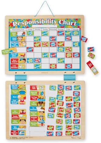 Melissa & Doug Magnetic Responsibility Chart and Kids Calendar - Wooden Chore Chart for Kids with 89 Magnets, Preschool Learning Activities for Ages 3+ by Unknown