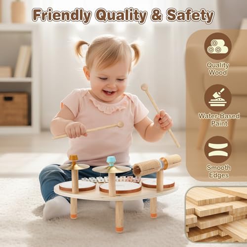 Vanplay Drum Set - Montessori Toys for 2 3 Year Old Girl Boy Gifts - Image 3