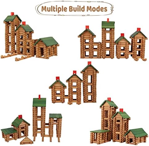 Wondertoys 530 Pcs Wooden Logs Set Ages 3+, Classic Building Log Toys for Kids, Creative Construction Engineering Educational Gifts - Image 3