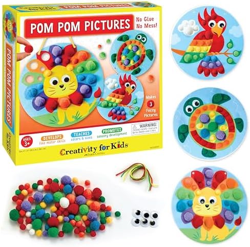 Creativity for Kids Pom Pom Pictures: Animals | Summer Fun | Back to School Crafts for Preschool Learning Activities| Sensory Toys for Toddlers |Toddler Arts and Crafts (Ages 3+) by CreativityforKids