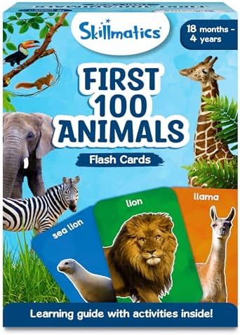 Skillmatics First 100 Animals – Flash Cards for Toddlers, Montessori Game by Skillmatics