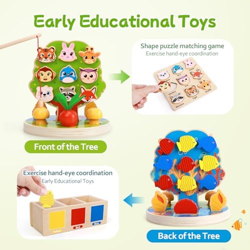 1-6 Year Old Girl Gifts, Wooden Tree Toys Toddler Toys for 2-8 Year Old Boys Preschool Learning Activities Autism Toys Sorting Toy for Toddlers 3-5 Girl Birthday Gift Age 2 3 4 5 - Image 2