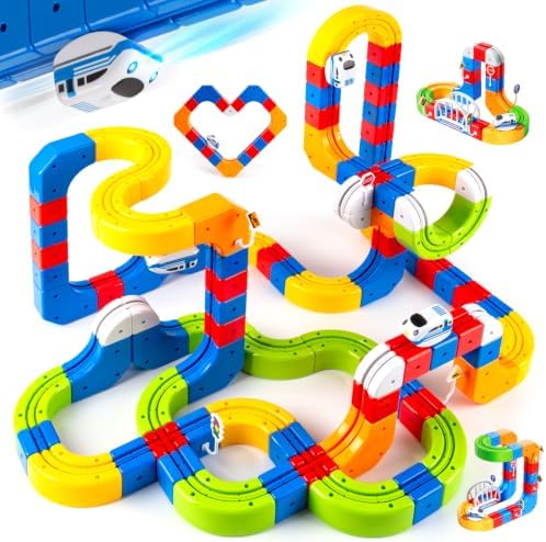 Electric Train Set for Kids, 147PCS (90 Cube Tracks) STEM Building Toy by Unknown