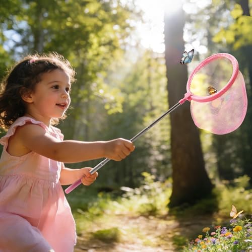 ROBOTIME Bug Catcher Kit for Kids, 12Pcs Explorer Kit, Outdoor Adventure Set with Kids Binoculars, Butterfly Net, Insect Box, Magnifying Glass and Compass Watch for Toddlers 3-12 (Pink) - Image 3