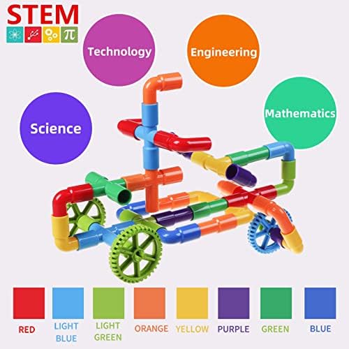 burgkidz STEM Tube Building Set: 188 Pcs Build Cars w/Wheels & Tub - Image 3