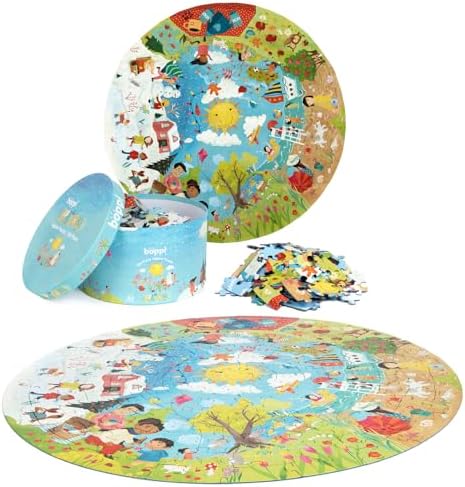 boppi Seasons Round Jigsaw Puzzle with 100% Recycled Card Spring Summer Autumn and Winter Scenes 150 Pieces for Children 5 6 7 8 Years 58cm Diameter - Image 3