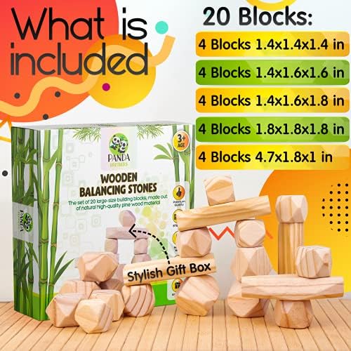 Panda Brothers Wooden Balancing Stones, Montessori Toys for 3 4 5 Year Old - Image 3