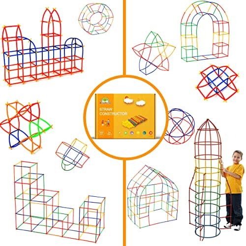 RAINBOW TOYFROG Straw Constructor Toys Stem Building Toys - 300 Pcs Connectors Toy Building Sets Kids Toys for Boys & Girls - Straw Building Set Engineering Kit - Autism Toy STEM Games - Image 2