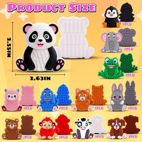 Silicone Sensory Fidget Toys for Kids Toddlers, 24 Pack Animal Texture Stress Relief Toys for Kids Autism Calming, Special Needs for Autism ADHD, Quiet Fidgets for Kids Classroom, Toddlers Travel Toys - Image 2