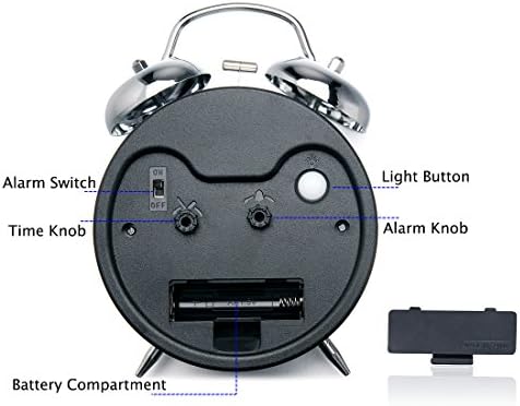Peakeep Retro 4.5 inches Battery Operated Twin Bell Loud Alarm Clock - Image 4