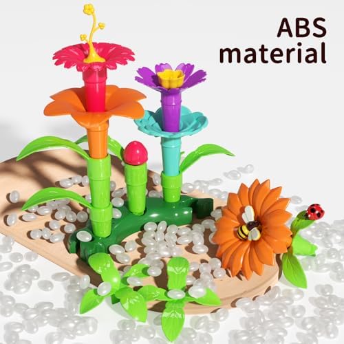 TEMI 224 PCS Flower Garden Building Toys for Girls Toys, Educational STEM Toy and Preschool Garden Play Set for Toddlers 3 4 5 6 7 8 Year Old Kids Boys Girls, Flower Stacking Toys for Kids Age 3-8 - Image 3
