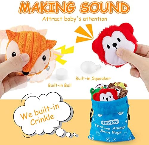teytoy Sensory Bean Bag for Kids 10 Pack,Texture Sensory Beanbags,Sensory Toys for Autism,Animal Sensory Fine Motor Toys with Storage Bag for Boys and Girls - Image 4