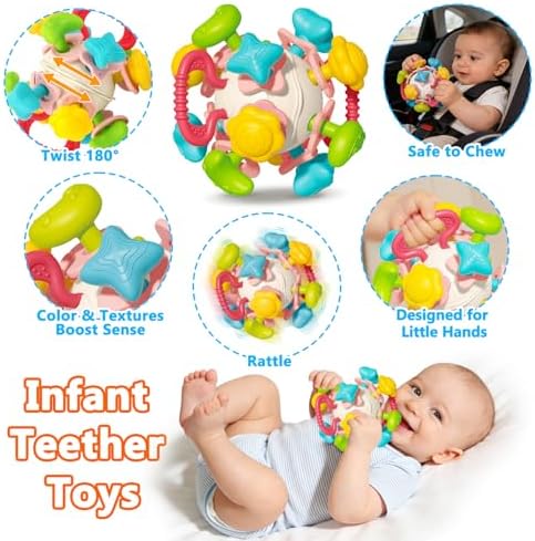 Qirptey Montessori Baby Toy,Stacking Cups Blocks Sensory Bin Teething Toys - Image 4
