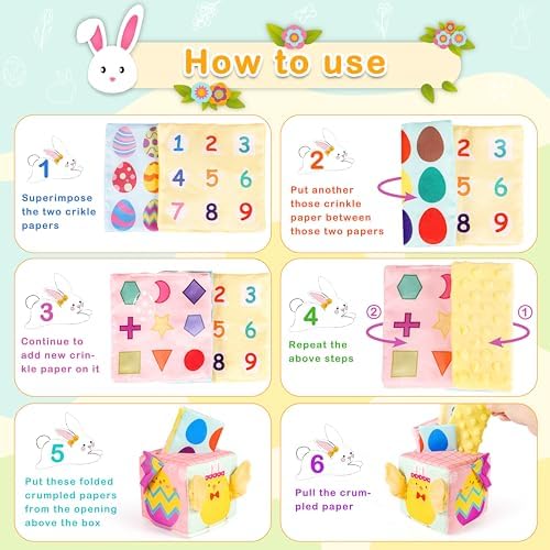 Easter Baby Toys Montessori Toys Baby Tissue Box Toy for Babies 3 6 9 Months, Easter Gifts, Easter Basket Stuffers for Babies - Image 3