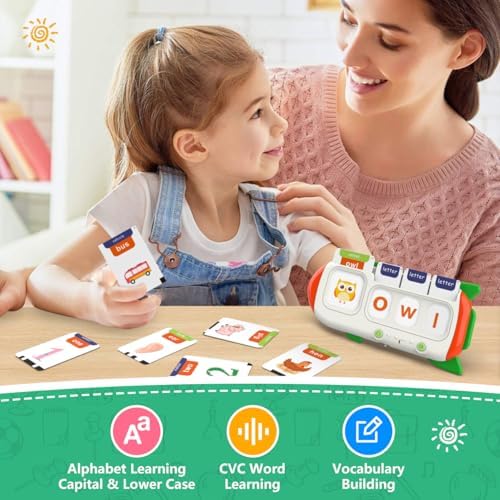 QuTZ Talking Flash Cards – CVC Word Spelling Games, Preschool Learning Activities Learning Toy, 107 Words Letter Matching Games, ABC Alphabet Flash Cards, Educational Toy for Toddler 3 4 5 6 Year Old - Image 5