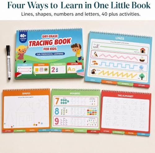Fun Preschool Workbooks for Kids Age 3-5 - Reusable Dry Erase Tracing Books - Image 3
