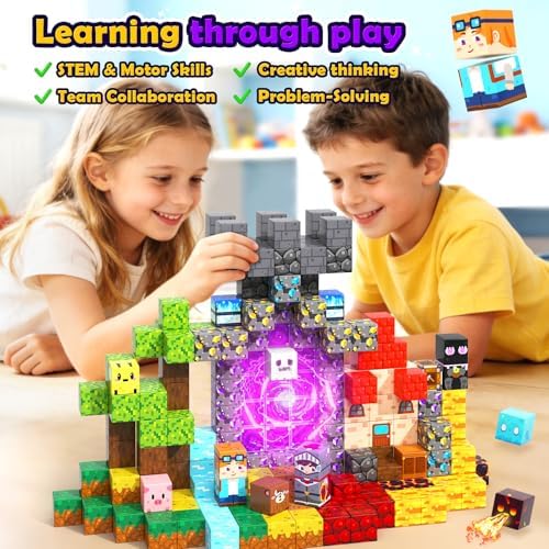 Soyee Magnetic Blocks 200 PCS - Magnetic Building Cubes Toys Build Mine Magworld Craft Cubes Portal Theme STEM Toys for Kids Ages 3-5 4-8 8-12 Birthday Gifts Boys Toys Ages 6-8 - Image 4