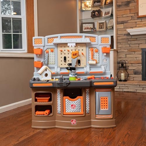 Step2 Big Builders Pro Workshop for Kids, Indoor/Outdoor Tool Bench for Children, Interactive Play with Sounds, Includes 45 Piece Toy Accessory Kit, Made of Durable Plastic, For Toddlers 3+ Years Old - Image 3