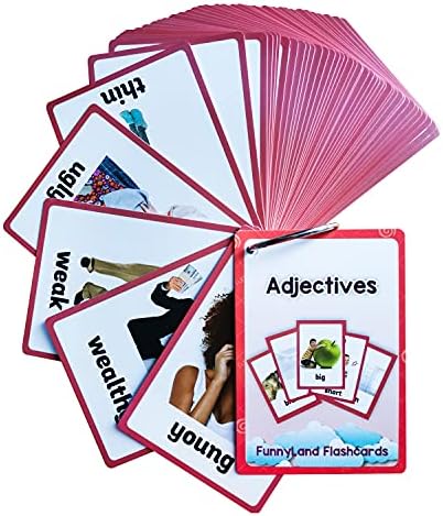 Lilias Adjectives Flash Cards, Toddler Learning Toys, Preschool Learning Toys, Homeschool Supplies, Learning Supplies for Kindergarten, 4.3 X 3.14 Inch, 48 Cards in Set by Unknown
