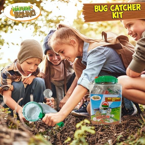 Nature Bound Bug Catcher Kit - 20 Piece Outdoor Exploration Set for Kids - Educational & Fun - Safe Insect Catch & Release with Bucket, Net, Magnifier & More - Great Gift for Young Explorers - Image 5