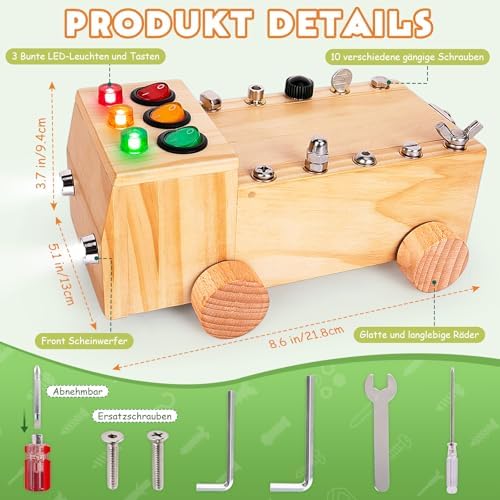 Montessori Schraubendreher Brett, Montessori Busy Board Spielzeug ab 2-6 Jahr, Montessori Activity Board Holzspielzeug Motorikspielzeug Lernspielzeug für Babys Kleinkinder Jungen Mädchen - Image 2