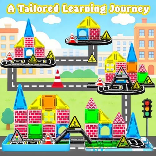 Mini Magnetic Tiles Road Set, STEM Building Toys for Kids Ages 3-8 - Image 4