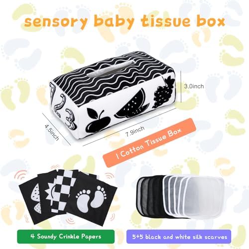 Yeeeasy Baby Tissue Box Toy, High Contrast Sensory Toy for 3-6 Months - Image 7